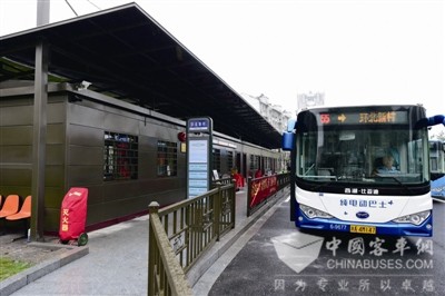 浙江杭州：環北新村公交站投入使用