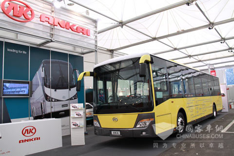 來自中國安凱的純電動客車登陸歐洲，中國第一臺走出國門的純電動客車，全場唯一的純電動客車
